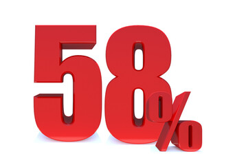 58 Percent off 3d Sign on White Background, Special Offer 58% Discount Tag, Sale Up to 58 Percent Off,big offer, Sale, Special Offer Label, Sticker, Tag, Banner, Advertising, offer ... See More 