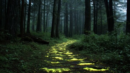 Obraz premium Illuminated forest path