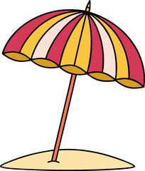 Colorful Beach Umbrella on Sand Illustration