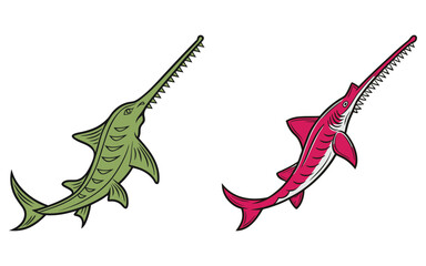 Sawfish  bundle set design isolated on white background  and illustrator eps 10
