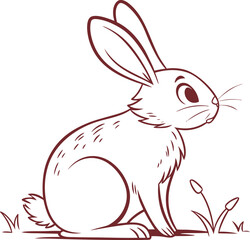 Charming Vector Illustration of a Sitting Rabbit with Expressive Features on White Background