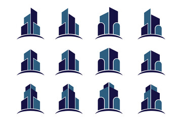 Naklejka premium Set of Abstract Building and Cityscape Logos
