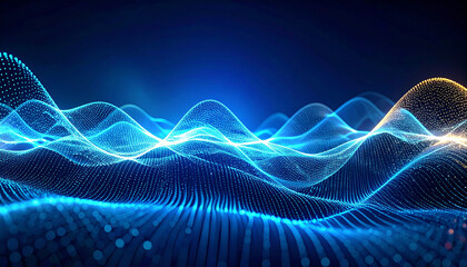Digital Wave Symphony: A mesmerizing visualization of data streams, forming intricate waves of light and energy. Capturing the dynamic interplay of technology and data.
