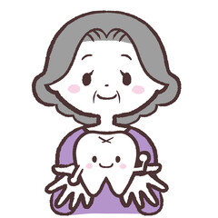 歯を見せるシニア女性のイラスト