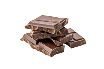 Dark Chocolate Pieces: A tempting pile of rich dark chocolate pieces, broken into irregular shapes, showcasing the deep brown color and smooth texture of the chocolate.