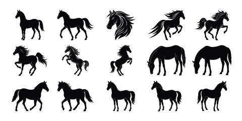 Silhouette Set of Various Horses