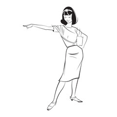 black outline fashion lady vector icon isolated on white