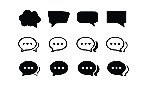 Social media message sign. Blue Text Message icon set in line style. Chat message symbol, Vector eps 10