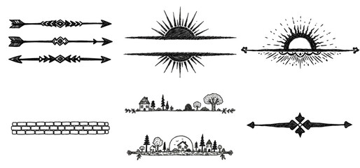 Thin black ink sketch divider with freehand style for creative use