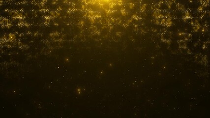 Golden particle line wave award stage background luxury magical stardust particles trails sparkling falling. light ray shimmering for ceremony event magical stardust sparkling particles space floor - Powered by Adobe