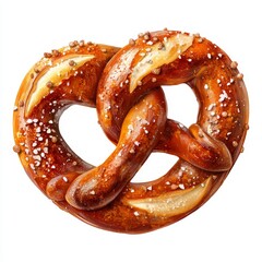 Delicious soft pretzel with glossy golden crust and coarse salt, perfect as a snack or for food photography in culinary settings