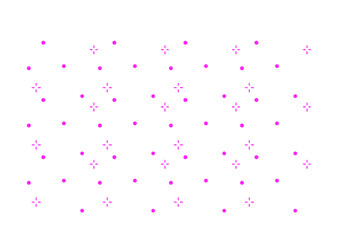 A grid of pink dots and crosses on a white background, creating a visually appealing pattern.