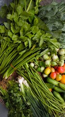 Fresh vegetables for cooking. Vegetables contain dietary fiber that helps cleanse the intestines.