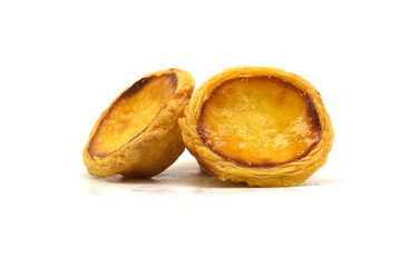 Egg tart the delicious crispy bakery on  white background