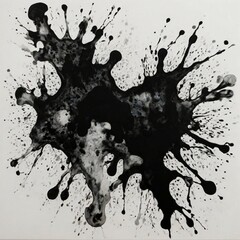 Black Ink Splatter Abstract Composition