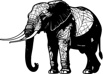 Minimalist Elephant Line Art &ndash; Black and White Vector Illustration