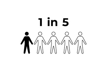 1 in 5 Representation of a Proportion human figure icon statistic prevalence