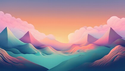 mountain landscape with smooth gradient sky, surreal 