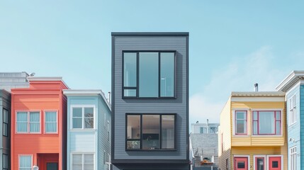 Obraz premium Colorful row of houses, modern facade