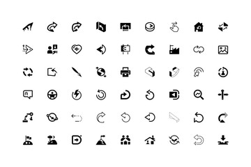 black and white icons set isolated