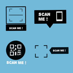 Scan qr code. Scan QR code flat icon with phone. QR Code template for mobile apps, payments and discounts. Mobile payment and quick response code. Vector illustration
