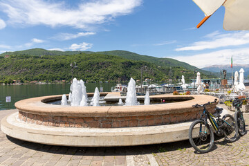 Landscape on Lake Ceresio, view from Porto Ceresio.