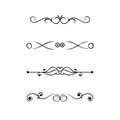 Fototapeta premium Set of Black Hand Drawn Rustic Doodle Design Elements. Decorative Floral Swirls, Scrolls, Text Frames, Dividers. Vintage Vector Illustration. 