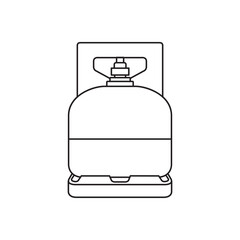 small gas cylinder in outline vector icon