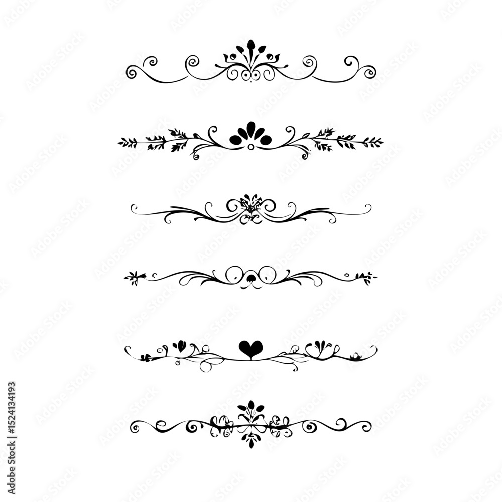 Fototapete decorative simple divider. text dividers retro minimal line separators, elegant doodle frame borders
