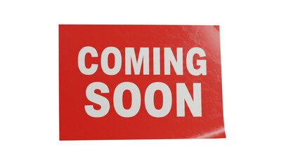 Coming soon text in red