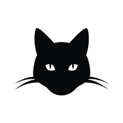Black cat silhouette head minimalist design
