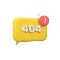Pop up and alert error 404 isolated 3d render icon illustration