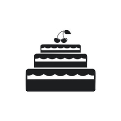 Delicious three layered cake with cherries