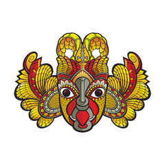 sri lankan devil mask in color vector art