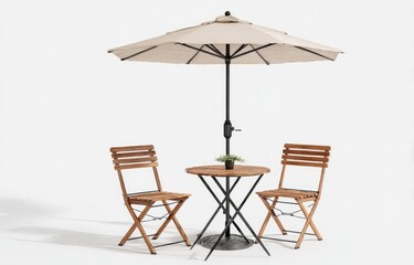 Outdoor patio set with beige umbrella