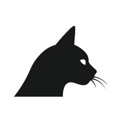 Elegant black cat silhouette profile vector graphic