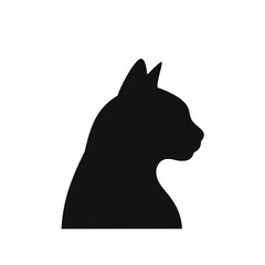 Elegant black cat silhouette profile view