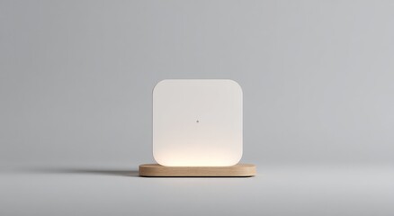 Minimalist, square, light, wooden base, lamp