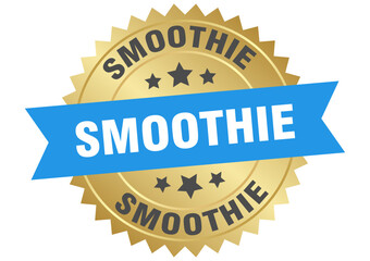 smoothie. smoothie round blue and gold label isolated on transparent background