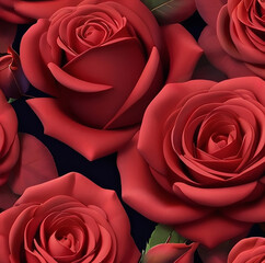 Seamless Pattern of Red Roses