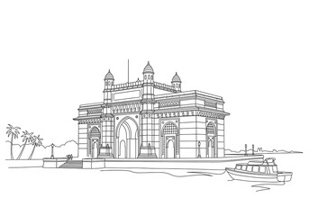 Gateway of India one line drawing