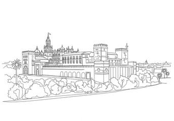 Alc&aacute;zar one line drawing