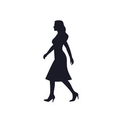 Elegant woman walking silhouette side view