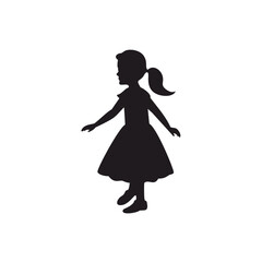Little girl silhouette in dress side profile