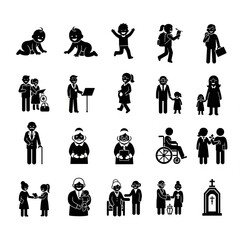 Diverse Family and Life Stages Icons for Community Representation