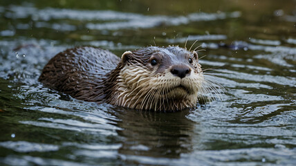 Obraz premium otter on the river