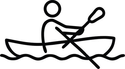 lineart-icon-of-a-person-rowing-a-kayak--black-and white