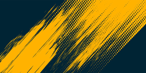 Yellow halftone on blue background. Vector dotted sparkles, Dots pop art comics sport style vector illustration.