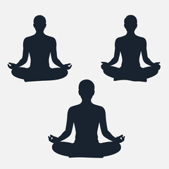 Flat vector illustrator silhouette of icon yoga silhouette vector