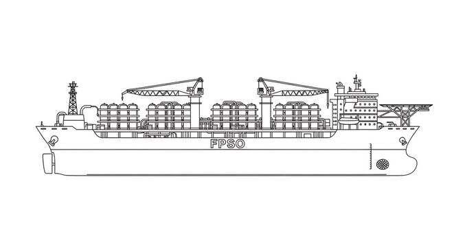 Line Art of Floating Production Storage and Offloading Vessel